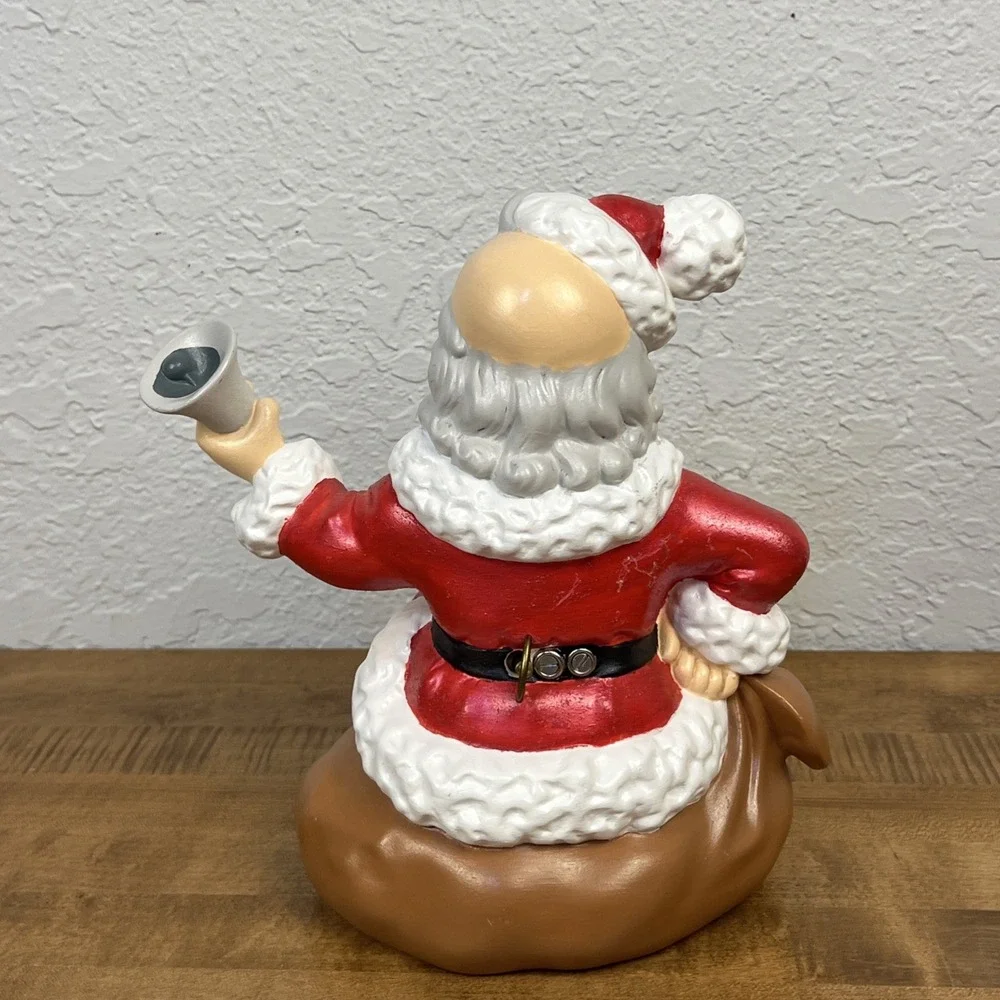 VTG Santa‎ Claus Atlantic Mold Ceramic Sitting on Sack W/ Wind Up Musical Box